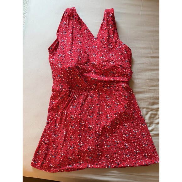 Lands' End Other - Lands' End Scoop Neck Mini Swim Dress 26W Coral Rose Floral UPF 50